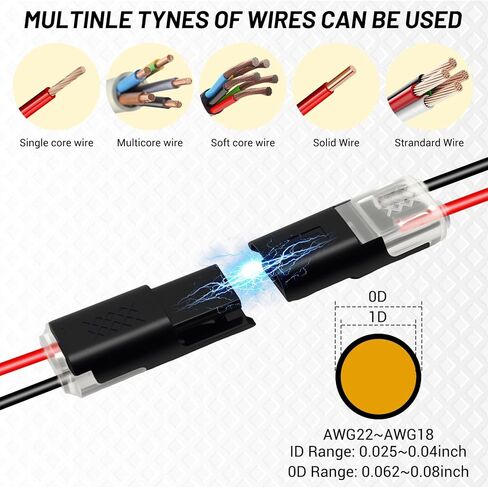 50 Pack Low Voltage 2 Pin Wire Quick Connectors,Led Strip Lights Quick Wire Connectors,Double Wire Plug in Connector with Locking Buckle- No Stripping Or Cutting Required for Home Wiring Projects in Kuwait