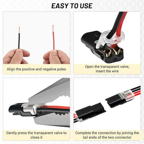 50 Pack Low Voltage 2 Pin Wire Quick Connectors,Led Strip Lights Quick Wire Connectors,Double Wire Plug in Connector with Locking Buckle- No Stripping Or Cutting Required for Home Wiring Projects in Kuwait