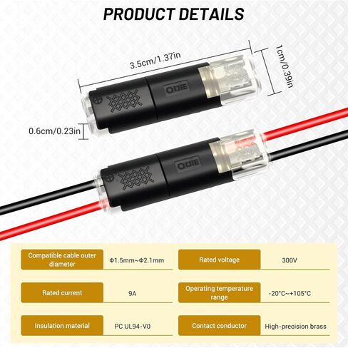 50 Pack Low Voltage 2 Pin Wire Quick Connectors,Led Strip Lights Quick Wire Connectors,Double Wire Plug in Connector with Locking Buckle- No Stripping Or Cutting Required for Home Wiring Projects in Kuwait