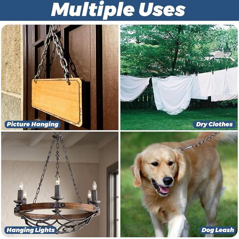 50ft 304 Stainless Steel Chain - 1/16" Metal Hanging Chains Link - Jack Chain for Bird Feeders, Dog Leashes, Overhead Lights, Flowerpots, Home Outdoor Camping in Kuwait