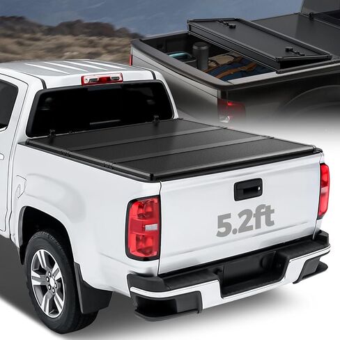 Auto Dynasty FRP Hard Tri-Fold Truck Bed Tonneau Cover Compatible with 2004-2012 Chevy Colorado GMC Canyon Isuzu I-290 I-370 6Ft Fleetside/Styleside Bed, Black Powdercoated in Saudi Arabia