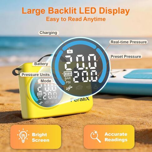 Electric Paddle Board Pump 20 PSI,Rechargeable SUP Air Compressor with Auto Shut-Off,Dual Stage Inflation & Deflation for Paddleboards,Kayaks,Boats and Other Inflatables in Saudi Arabia