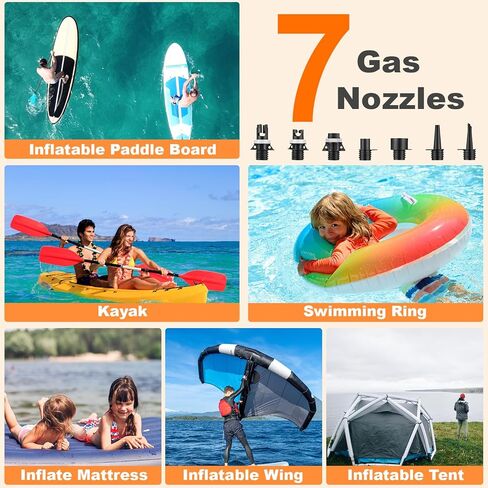 Electric Paddle Board Pump 20 PSI,Rechargeable SUP Air Compressor with Auto Shut-Off,Dual Stage Inflation & Deflation for Paddleboards,Kayaks,Boats and Other Inflatables in Saudi Arabia