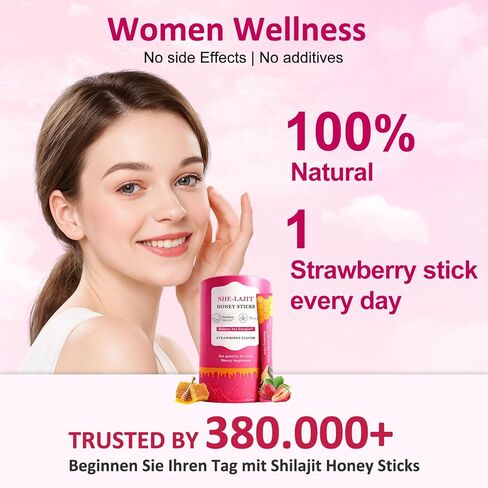 Honey Sticks Shilajit for Women with Shatavari and Saffron, Natural Energy, Strawberry Flavor, Hormonal Balance, Focus & Vitality Support, Tasty Shilajit Honeysticks with Himalayan Shilajit, 30 Sticks in Saudi Arabia