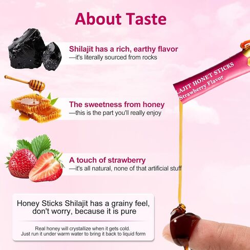 Honey Sticks Shilajit for Women with Shatavari and Saffron, Natural Energy, Strawberry Flavor, Hormonal Balance, Focus & Vitality Support, Tasty Shilajit Honeysticks with Himalayan Shilajit, 30 Sticks in Saudi Arabia