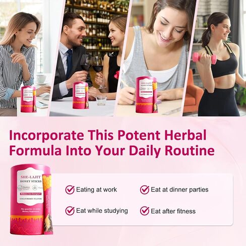 Honey Sticks Shilajit for Women with Shatavari and Saffron, Natural Energy, Strawberry Flavor, Hormonal Balance, Focus & Vitality Support, Tasty Shilajit Honeysticks with Himalayan Shilajit, 30 Sticks in Saudi Arabia