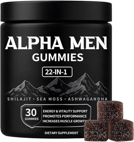 Alpha Gummies for Men, with Shilajit, Sea Moss, Ashwagandha, Manuka Honey + 22 in 1 Ingredients, All Natural Support Overall Health & Wellness, Advanced Formula, 30 Gummies (1) in Saudi Arabia