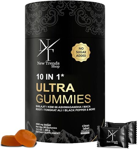 Shilajit Gummies 10-in-1 Ultra Shilajit Gummies | 4000 mg Pure Shilajit, Tongkat Ali, Maca Root, 75% Fulvic Acid | Sugar-Free Vegan, 85+ Trace Minerals | 90 Pack in Saudi Arabia