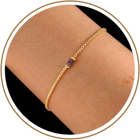 JSJOY Birthstone Bracelets for Women Girls Gold Dainty Link Bracelet Birthstone Jewelry Birthday Gifts Valentine's Day Mother's Day Gifts for Her Mom Wife Girlfriend Anniversary Jewelry in Kuwait