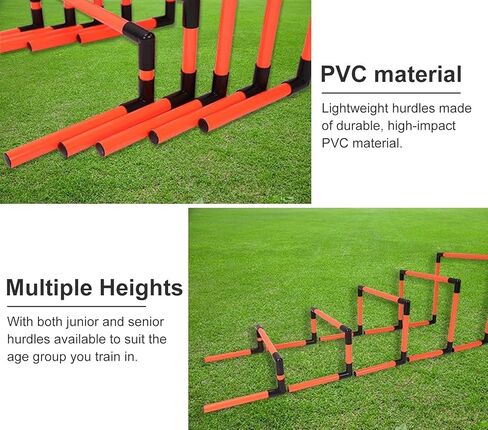 Portable Hurdles Training Equipment, 5 Pack Different Height Hurdles for Kids, Plastic Soccer Agility Workout Trainer Kit, Track and Field Hurdles (Red) (Red) in Kuwait