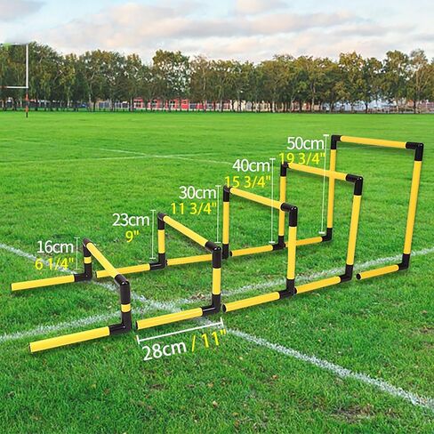 Portable Hurdles Training Equipment, 5 Pack Different Height Hurdles for Kids, Plastic Soccer Agility Workout Trainer Kit, Track and Field Hurdles (Red) (Yellow) in Kuwait