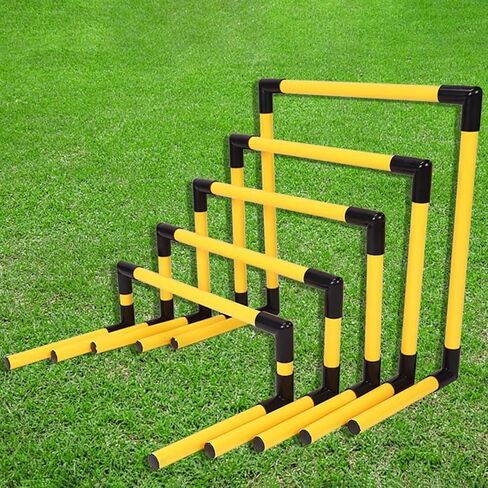 Portable Hurdles Training Equipment, 5 Pack Different Height Hurdles for Kids, Plastic Soccer Agility Workout Trainer Kit, Track and Field Hurdles (Red) (Yellow) in Kuwait