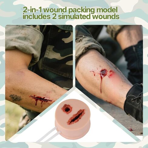 مدرب تعبئة الجروح 2 في 1 مع حقيبة ضخ، جهاز محاكاة واقعي للتحكم في النزيف من السيليكون لوقف النزيف، مدرب مهام التحكم في النزيف لـ TCCC وممارسة المسعفين in Kuwait