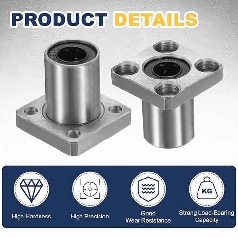 uxcell 2 Pack LMK10UU Linear Ball Bearings, 10mm Bore Square Flange Linear Ball Bearings Flange Motion Bushing with Double Side Rubber Seal ABEC3 for CNC, 3D Printer in Saudi Arabia