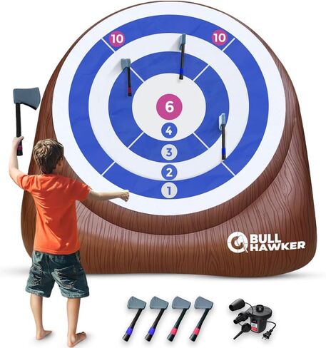 Swooc Games® - Bull Hawker™ | Giant Axe Darts with 15+ Games | Axe Throwing Game for Backyard with Air Pump | Large Outdoor Games for Adults and Family | Party Carnival Game | Throwing Yard Fun in Saudi Arabia