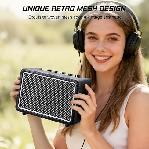 مضخم جيتار صغير 10 وات*1، مضخم جيتار كهربائي مع قناة نظيفة/محرك، يعمل 6 ساعات، مقبس سماعة رأس 3.5 مم/مقبس AUX، قابل لإعادة الشحن عبر USB-C، مضخم صوت محمول لاسلكي للتمرين الداخلي، والسفر in Kuwait