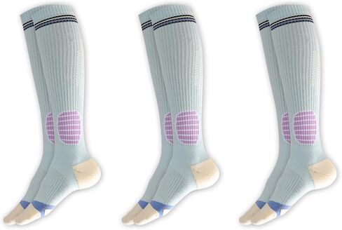 Cotton Compression Socks for Women 3 Pairs 15-20mmHg, Knee High Support Circulation Socks in Saudi Arabia