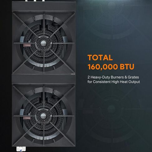 WILPREP Commercial Gas Stove, 2 Burner with Total 160000 BTU, 53" Propane Range with Natural Conversion Kit Grates, Stainless Steel for Restaurant Kitchen, silver in Kuwait