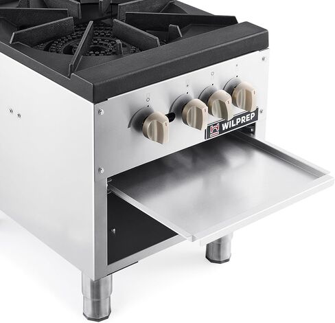 WILPREP Commercial Gas Stove, 2 Burner with Total 160000 BTU, 53" Propane Range with Natural Conversion Kit Grates, Stainless Steel for Restaurant Kitchen, silver in Kuwait