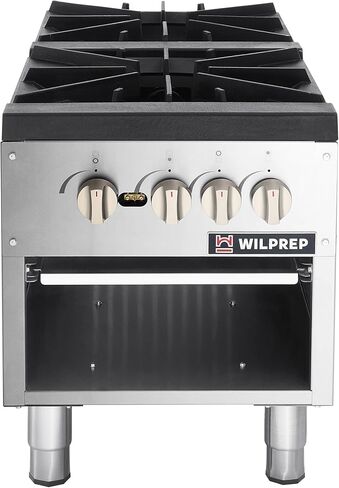 WILPREP Commercial Gas Stove, 2 Burner with Total 160000 BTU, 53" Propane Range with Natural Conversion Kit Grates, Stainless Steel for Restaurant Kitchen, silver in Kuwait