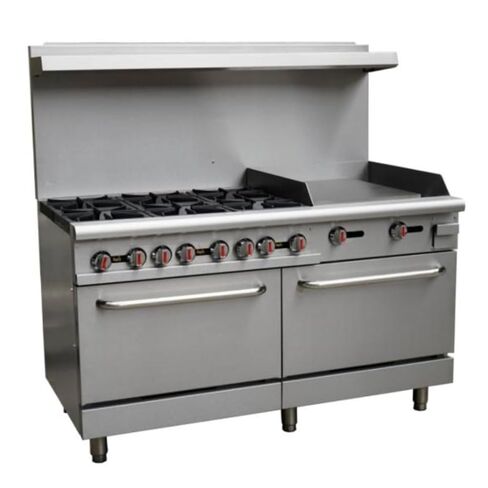 EMPURA 60" Freestanding Natural Gas Range | Cooking Stove with Dual Standard Oven and (6) Cast-Iron Open Burners for Cafeteria Restaurant | 280,000 BTU | 60"W x 32-5/8"D x 60-3/8"H, Stainless Steel in Kuwait