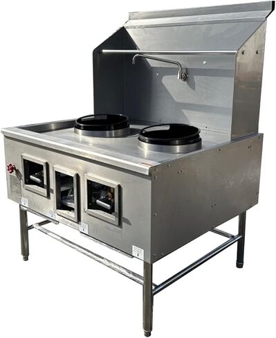 cooler depot Chinese Wok Range with Waterfall, 47"Width 2 hole burner ring propane/natural gas LP NG, NSF Certified in Kuwait