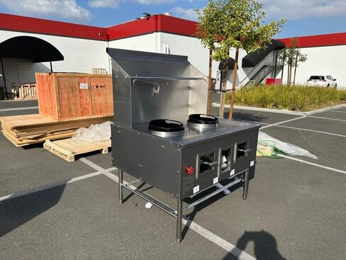cooler depot Chinese Wok Range with Waterfall, 47"Width 2 hole burner ring propane/natural gas LP NG, NSF Certified in Kuwait
