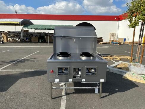cooler depot Chinese Wok Range with Waterfall, 47"Width 2 hole burner ring propane/natural gas LP NG, NSF Certified in Kuwait