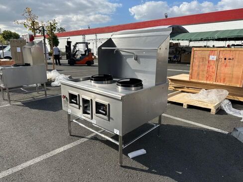 cooler depot Chinese Wok Range with Waterfall, 47"Width 2 hole burner ring propane/natural gas LP NG, NSF Certified in Kuwait