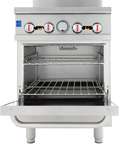 EMPURA 24" Freestanding Natural Gas Range | Cooking Stove with Single Standard Oven and (4) Cast-Iron Open Burners for Kitchen Restuarant | 151,000 BTU | 24"W x 60-3/8"H x 32-5/8"D, Stainless Steel in Kuwait