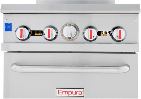 EMPURA 24" Freestanding Natural Gas Range | Cooking Stove with Single Standard Oven and (4) Cast-Iron Open Burners for Kitchen Restuarant | 151,000 BTU | 24"W x 60-3/8"H x 32-5/8"D, Stainless Steel in Kuwait