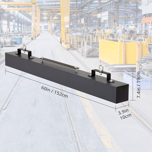 60" Hanging Magnetic Sweeper, 120 lbs Lifting Capacity Forklift Magnet with Quick Release Lever, Heavy-Duty Aluminum Casing for Warehouse, Construction Sites, Nail & Debris Removal in Saudi Arabia