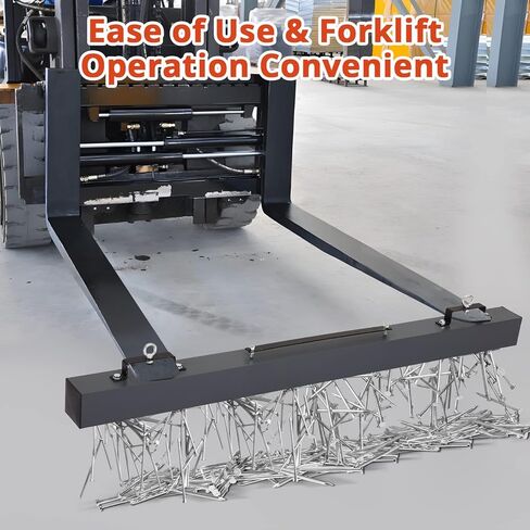 60" Hanging Magnetic Sweeper, 120 lbs Lifting Capacity Forklift Magnet with Quick Release Lever, Heavy-Duty Aluminum Casing for Warehouse, Construction Sites, Nail & Debris Removal in Saudi Arabia