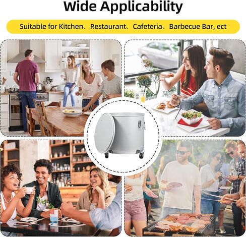 دلو شحوم مقلاة تجارية سعة 8 جالون من IDEALHOUSE، علبة للتخلص من الزيت من الفولاذ الكربوني، غطاء آمن، مشابك قفل، قاعدة عجلات، حقيبة فلتر نايلون متضمنة، تخزين ونقل الزيت للمطبخ والمطعم in Saudi Arabia