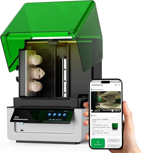 طابعة GK3 Pro الراتنج ثلاثية الأبعاد 16K عالية الشفافية LCD 385 نانومتر مصدر ضوء COB، طابعة راتنج عالية التفاصيل تسخين تلقائي ذكي، طباعة سهلة التطبيق، تغذية تلقائية، حجم بناء كبير 8.3 × 4.7 × 9.5 بوصة in Kuwait