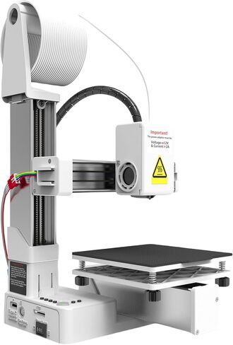 Mini 3D Printer for Beginners, Fully Assembled 3D Printing Machine with High Precision 0.05mm Layer Resolution, Supports 1.75mm PLA & TPU, Compact 4x4x4in Build Area for Home (White) in Kuwait