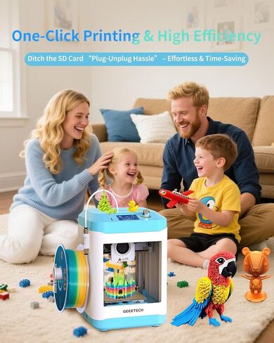 طابعة ثلاثية الأبعاد صغيرة مجمعة بالكامل للأطفال والمبتدئين مزودة بتقنية WiFi - مجموعة بداية كاملة مع طابعة ثلاثية الأبعاد للتسوية التلقائية، لفة واحدة من الفتيل، وبطاقة SD، عالية السرعة، مفتوحة المصدر بالكامل، للمنزل والمدرسة in Kuwait