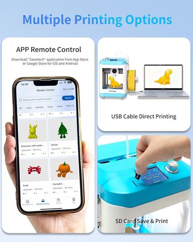 طابعة ثلاثية الأبعاد صغيرة مجمعة بالكامل للأطفال والمبتدئين مزودة بتقنية WiFi - مجموعة بداية كاملة مع طابعة ثلاثية الأبعاد للتسوية التلقائية، لفة واحدة من الفتيل، وبطاقة SD، عالية السرعة، مفتوحة المصدر بالكامل، للمنزل والمدرسة in Kuwait