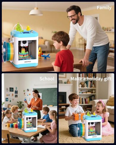 طابعة ثلاثية الأبعاد صغيرة مجمعة بالكامل للأطفال والمبتدئين مزودة بتقنية WiFi - مجموعة بداية كاملة مع طابعة ثلاثية الأبعاد للتسوية التلقائية، لفة واحدة من الفتيل، وبطاقة SD، عالية السرعة، مفتوحة المصدر بالكامل، للمنزل والمدرسة in Kuwait