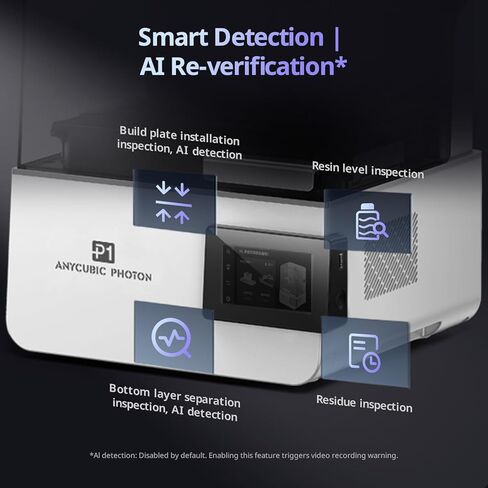 طابعة ANYCUBIC Photon P1 الراتنج ثلاثية الأبعاد، مع طباعة مزدوجة اللون/المواد، متوافقة مع الراتنج من الدرجة الهندسية، برغي كروي صناعي ثابت، حجم بناء كبير 8.78x4.96x9.05 بوصة in Saudi Arabia