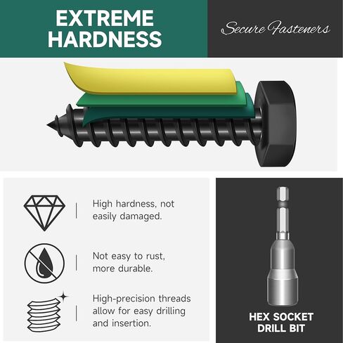 60Pcs 3/8" Hex Head Lag Screws, 304 Stainless Steel Wood Screws with Washers Kit with Socket, Black Oxided 3/8 Lag Bolts for Outdoor Woodworking in Saudi Arabia