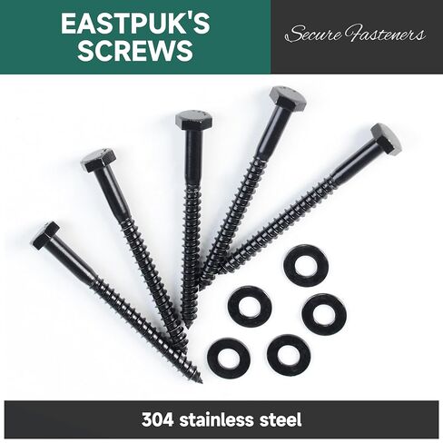 60Pcs 3/8" Hex Head Lag Screws, 304 Stainless Steel Wood Screws with Washers Kit with Socket, Black Oxided 3/8 Lag Bolts for Outdoor Woodworking in Saudi Arabia