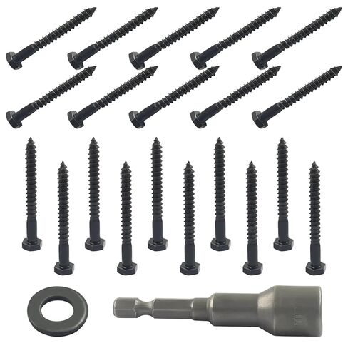 20 مجموعة من البراغي الثقيلة مقاس 1/4 بوصة × 2 بوصة مع غسالات، ومسامير من الفولاذ المقاوم للصدأ 304، ومسامير خيط جزئية، ومسامير خشبية متأخرة من أكسيد أسود للبناء/تحسين المنزل in Kuwait