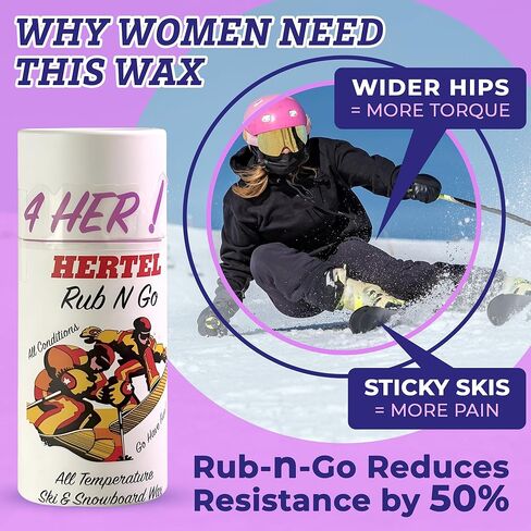 4 شمع Her Rub-N-Go للتزلج على الجليد والتزلج على الجليد لجميع درجات الحرارة - مصمم للميكانيكا الحيوية للنساء، موثوق به من قبل الجميع. ما يصل إلى 8 تطبيقات أو أكثر. الولايات المتحدة الأمريكية in Kuwait