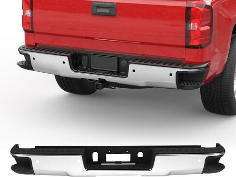 MOSTPLUS Black Rear Bumper Assembly Compatible for 2014-2018 Chevy Silverado GMC Sierra 1500 W/Parking Sensor Holes Complete Back Step Bumpers in Saudi Arabia