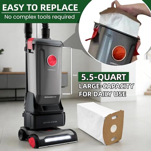 10 عبوات من أكياس المكنسة الكهربائية AH14010 لهوفر التجارية HVRPWR 40 فولت مكنسة كهربائية عمودية لاسلكية CH90600V، CH91600V | أكياس فلتر وسائط HEPA بسعة 5.5 لتر مع ترشيح من 5 طبقات وتصميم مانع للتسرب in Kuwait