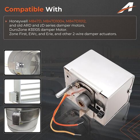 مشغل محرك المثبط M847D1004 متوافق مع هانيويل M847D M847D1012 Old ARD وZD Series HVAC Zone General، استبدال مشغل المثبط الإرجاع بسلكين # RZ3-1M in Kuwait