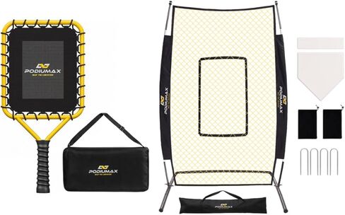 PodiuMax Baseball Racket for Fly Balls, 19 oz Balanced Fungo Racket & 7x4FT Baseball Pitching I Screen - Adjustable Strike Zone, Softball Net with Upgrade U-Shaped Base in Kuwait