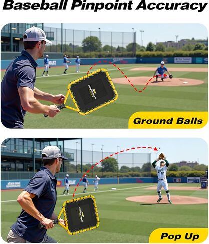 PodiuMax Baseball Racket for Fly Balls, 19 oz Balanced Fungo Racket, with Ergonomic Non-Slip Grip & Baseball Softball Pitching Screen, 7x7FT Pitcher Protection Net with Upgrade Frame in Kuwait