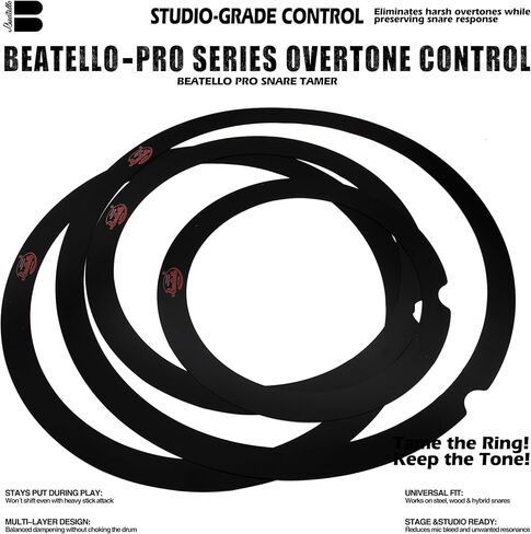 4 Pcs Drum Dampening Rings Kit - Professional Sound Optimization & Overtone Control - Thickened Bass Enhancement Rings (10", 12", 14", 16") for Snare and Tom Drums, Black in Kuwait